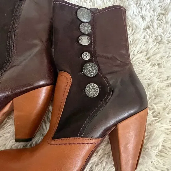 True Religion Brown Leather & Suede Ankle Boots Size 7 - Picture 4 of 6